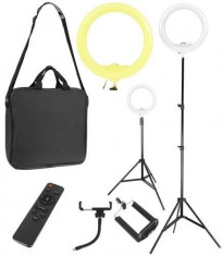 Lampa foto circulara 26 cm LED,lumina calda rece + trepied + accesorii foto