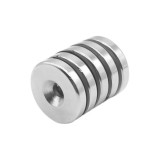Set 5 magneti foarte puternic pentru surub, gri, disc, simplu, 15 mm X 4 mm