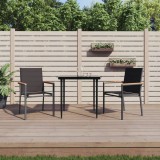 VidaXL Set mobilier de grădină, 3 piese, negru, textilenă și oțel