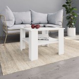 Masuta cafea Gossi, 60x60x42 cm, lemn prelucrat, alba, raft depozitare, moderna