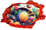 Cumpara ieftin Sticker decorativ Planete, Portocaliu, 90 cm, 8056ST-1, Oem
