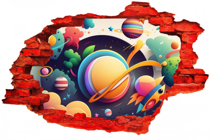 Sticker decorativ Planete, Portocaliu, 90 cm, 8056ST-1