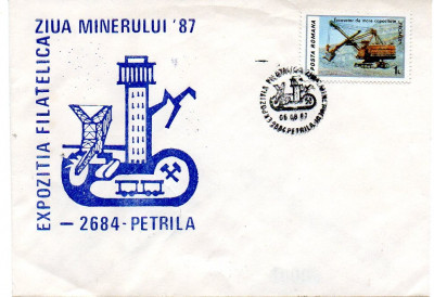 Romania 1987, Expo Filatelica Ziua Minerului, Petrila foto