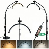 Lampă cosmetică profesională Moon LED de podea pentru extensii de gene neagră