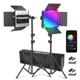 Kit iluminare continua, 2 lampi foto-video, NEEWER 660 Pro III, LED RGB, Cri97+,50W, dimabile 1-100% temperaturi ajustabile 3200-5600K, cu 9 efecte ci