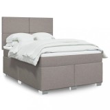 vidaXL Pat box spring cu saltea, gri taupe, 140x200 cm, textil 3290480