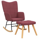 Cumpara ieftin Scaun balansoar cu taburet, rosu vin, textil