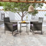 Gossi set mobilier de gradina, 3 piese, gri, poliratan