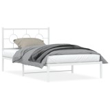 Cumpara ieftin Cadru de pat din metal cu tablie, alb, 107x203 cm