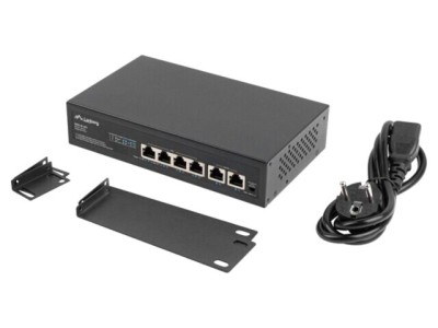 Switch Ethernet LANBERG 6 porturi RJ45 Fast Ethernet 100Mbps negru 1U rack foto
