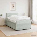 Cumpara ieftin Pat boxspring cu saltea Gri deschis 120 x 190 cm Catifea