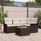 Cumpara ieftin Set de canapele pentru grădină cu pernă 5 pcs Maro Rattan poli