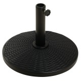 Outsunny Bază pentru Umbrelă cu St&icirc;lpi de &Oslash;38/48 mm din Plastic cu Efect de Ratan, &Oslash;44.5x32 cm, Negru | Aosom Romania