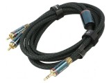 Cablu audio RCA 3.5mm 2m aurit negru, Vention