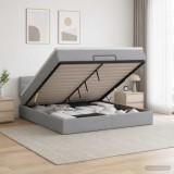 Cumpara ieftin Pat Ottoman cu Saltea si LED Gri deschis 140 x 190 cm Tesatura
