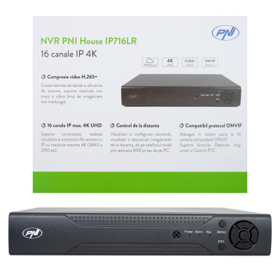 Resigilat : NVR PNI House IP716LR, 16 canale IP 4K, H.265, ONVIF foto