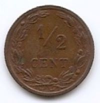 Olanda &frac12; Cent 1903 - Wilhelmina, Bronz,14 mm KM-133