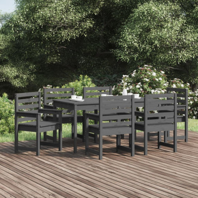 vidaXL Set cu masă de grădină, 7 piese, gri, lemn masiv de pin foto