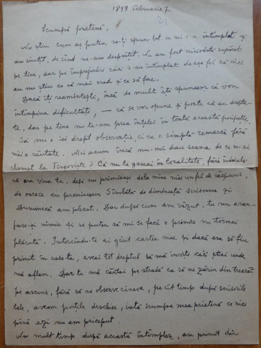 Scrisoare S. Luchian catre Cecilia Vasilescu, transcrisa olograf de Laura Cocea
