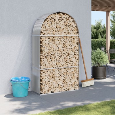 Gossi suport de busteni, gri deschis, 120x45x210 cm, otel galvanizat foto
