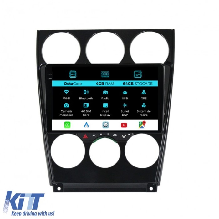 Navigatie Dedicata Mazda 6 (2002-2008), 9 Inch, 4Gb Ram, 64Gb stocare, Carplay Performance AutoTuning