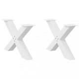 VidaXL Picioare pentru măsuță de cafea &icirc;n formă de X, 2 buc., alb, 70x(42-43) cm, oțel