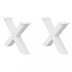 vidaXL Picioare pentru măsuță de cafea &icirc;n formă de X, 2 buc., alb, 70x(42-43) cm, oțel