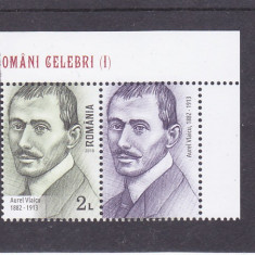 OAMENI CELEBRI I,AUREL VLAICU, VAL 2 LEI CU VINIETA ,2018,MNH,ROMANIA