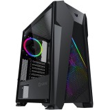 Carcasa PC AQIRYS Canopus ARGB, ATX, Mid-Tower, Sticla Securizata, 3x120mm RGB, Watercooling Ready, Filtru Praf, Negru