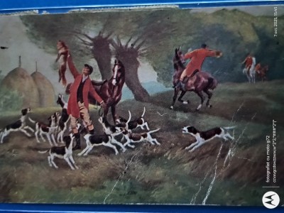 superba carte postala , de colectie . Vanatoare de vulpi -Regatul Marii Britanii , anul 1926 foto