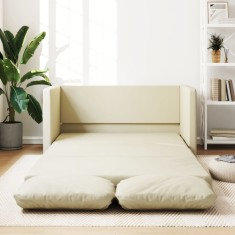vidaXL Canapea extensibilă 2 &icirc;n 1, crem, 112x174x55cm, piele ecologică