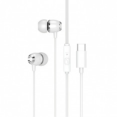 Handsfree Casti In-Ear XO Design EP25, Cu microfon, USB Type-C, Alb