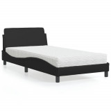 VidaXL Pat cu saltea, Dover, negru, 100x200 cm, piele ecologică 3208357