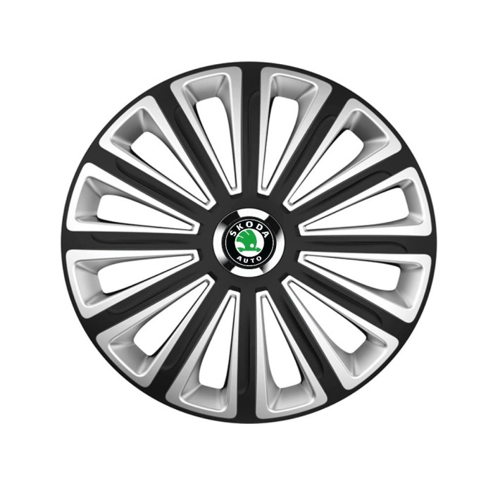 Set 4 capace roti R15 Compatibil Cu Skoda Trend Silver-Black