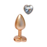 Plug anal DREAMTOYS Pearl Gold Plug, cu bază &icirc;n formă de inimă, lungime 7.1 cm, diametru 2.7 cm, auriu, mărime S