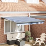 vidaXL Cortina Retractabilă Manual Albastru și alb 300 x 250 cm