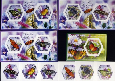 R.DU TCHAD-FLUTURI TROPICALI-SET 6 V.+4 S/Sh.NEOBLITERATE-NEDANTELATE-MNH** - EP 037A foto