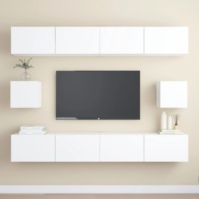 vidaXL Set dulapuri TV, 6 piese, alb, lemn prelucrat foto