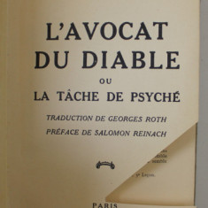 L 'AVOCAT DU DIABLE OU LA TACHE DE PYSCHE par JAMES GEORGE FRAZER , 1914