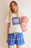 Women&#039;secret tricou de pijama din bumbac MIX AND MATCH SEASIDES culoarea alb, bumbac, 3277310
