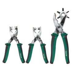 Set 3 clesti pentru gaurit, perforat si aplicat capse, cu 125 accesorii, Parkside. Clesti Preducea