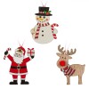 Decoratiuni Brad Craciun, Figuri Lemn, Glitter, 6cm, Set 8 Buc, Multicolor, Oem