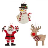 Decoratiuni Brad Craciun, Figuri Lemn, Glitter, 6cm, Set 8 Buc, Multicolor, Oem
