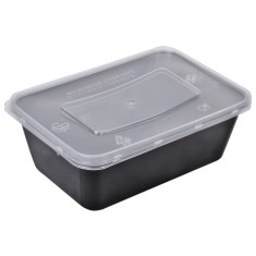 Set Recipiente Alimente, Capacitate 750 ml, Negru, 5 Bucăți, Capace Translucide