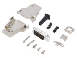 Conector D-Sub 15 PIN Tată 45&deg; Lipire Cablu Gold Flash