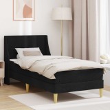 vidaXL Cadru de pat cu saltea cu headboard Negru 90 x 190 cm Poliester 3414711