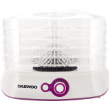 Deshidrator de alimente Daewoo DD450W, 500 W, 5 tavi, 35-70&deg;C, Ventilator integrat, Alb/Violet