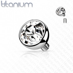 Cap de inlocuire pentru implant de titan, culoare argintie, forma de emisfera, cristal transparent - Dimensiune bila: 2 mm foto