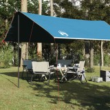 Cort Impermeabil Camping vidaXL, 460x305x210 cm, Albastru, Poliester 185T, Prelata Multifunctionala, Portabil, cu Stalpi