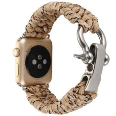 Curea iUni compatibila cu Apple Watch Ultra/SE/8/7/6/5/4/3/2/1, 38mm, Elastic Paracord, Rugged Nylon Rope, Cream